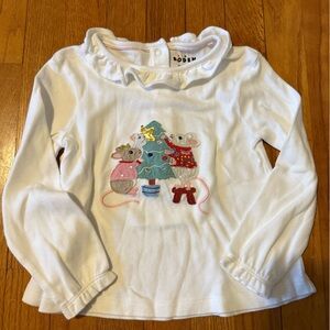 Baby Boden White Long Sleeve Kids Shirt with Mouse Design